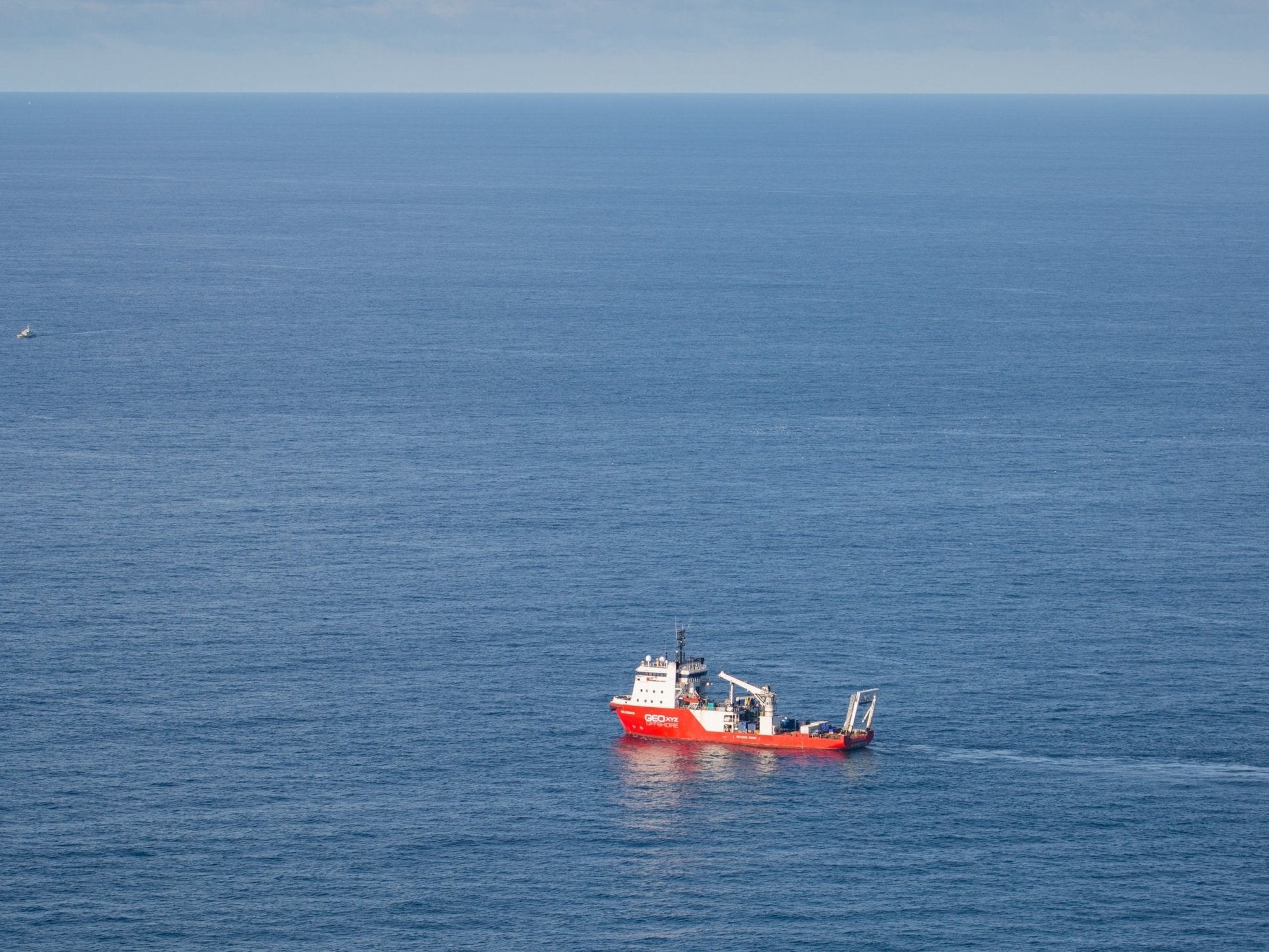 The search vessel near the site where the wreckage was found