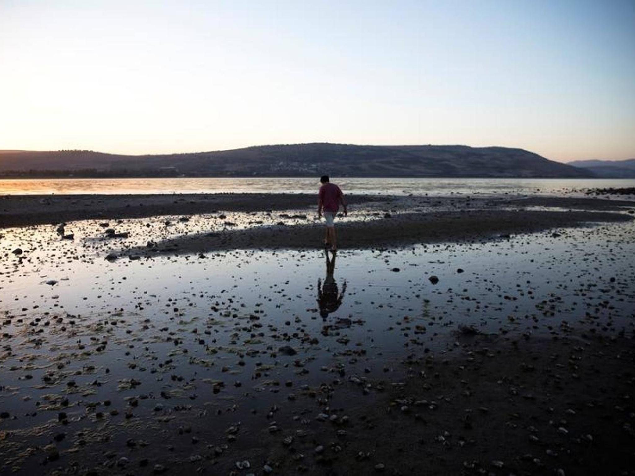 An island, which was never visible before, can now be seen on the Sea of Galilee