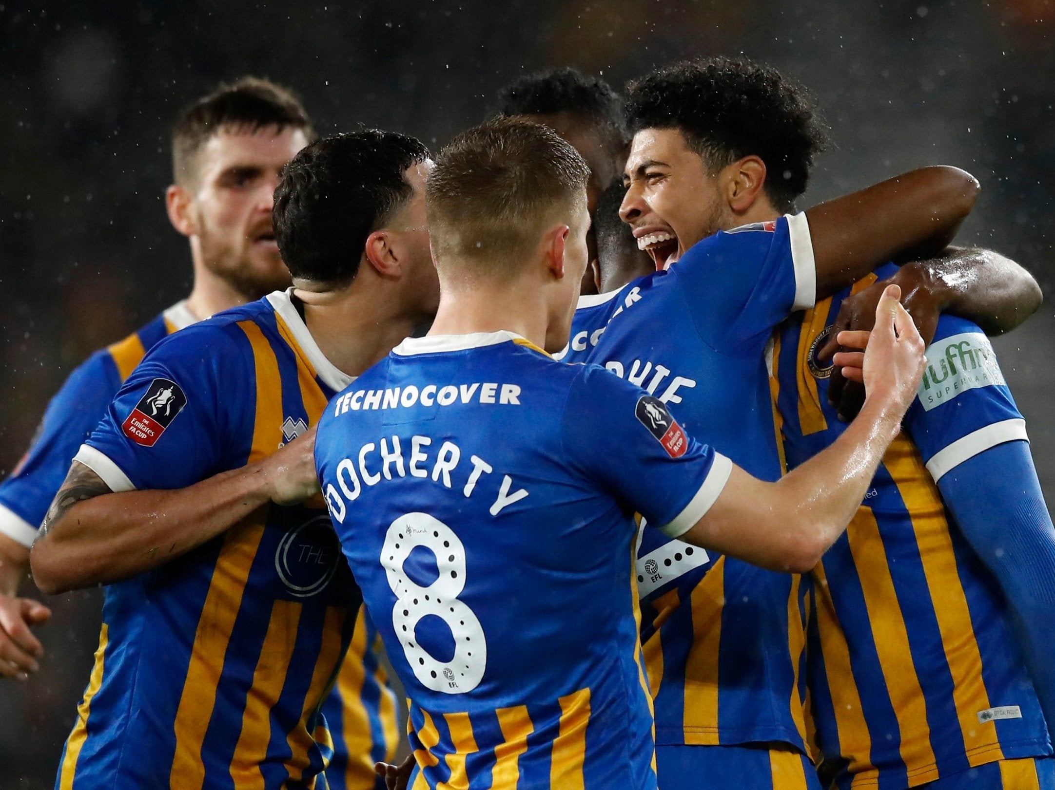 Josh Laurent celebrates scoring his side's second goal