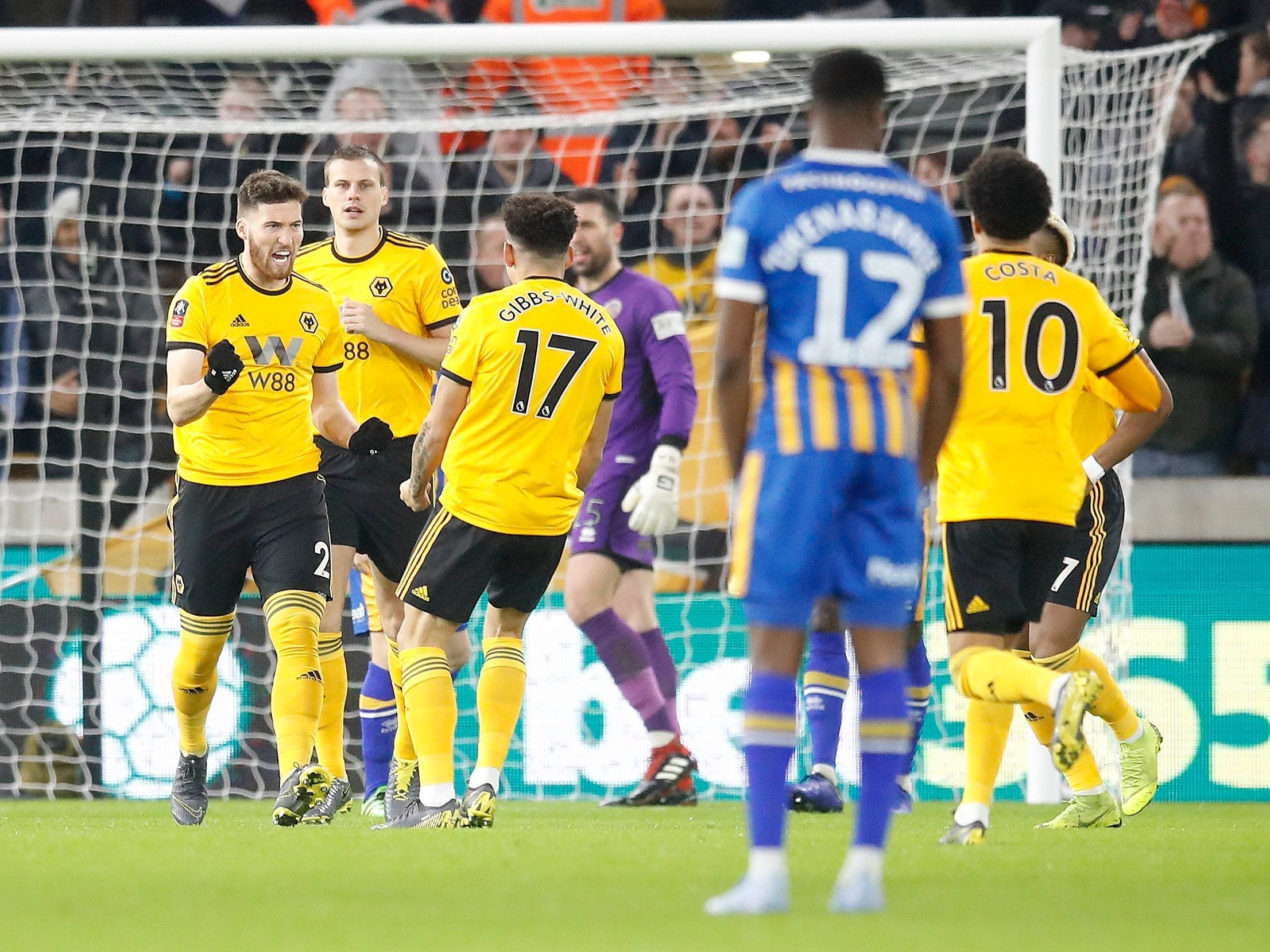 Matt Doherty celebrates putting Wolves in front