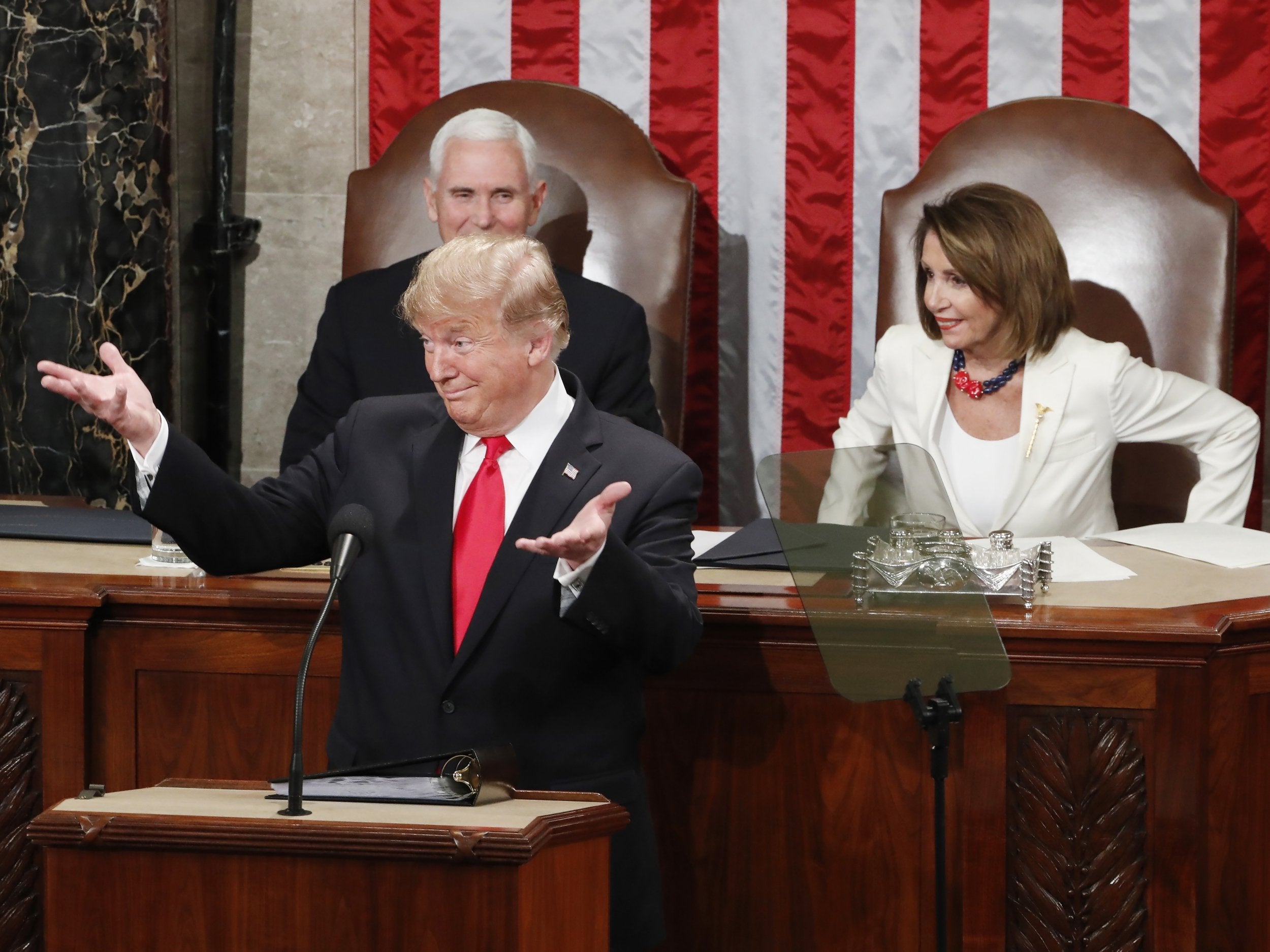 Donald Trump delivers his second State of the Union address from the floor of the House of Representatives on Capitol Hill