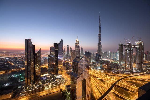 Sunrise over downtown Dubai