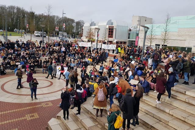 Hundreds of students march on campus, protesting Warwick University’s response to the rape threats