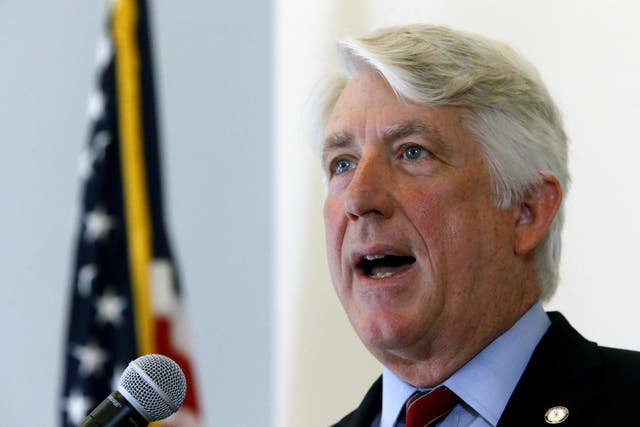 Virginia Attorney General Mark Herring announces a new Clergy Abuse Hotline his office is launching as he addressed a press conference at his office in Richmond, Virginia, Herring admitted to wearing blackface decades ago.
