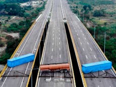 Maduro blockades bridge to stop humanitarian aid entering Venezuela