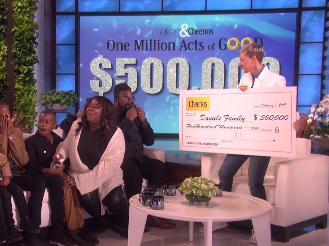 Ellen DeGeneres gives family 1m in record giveaway The Independent