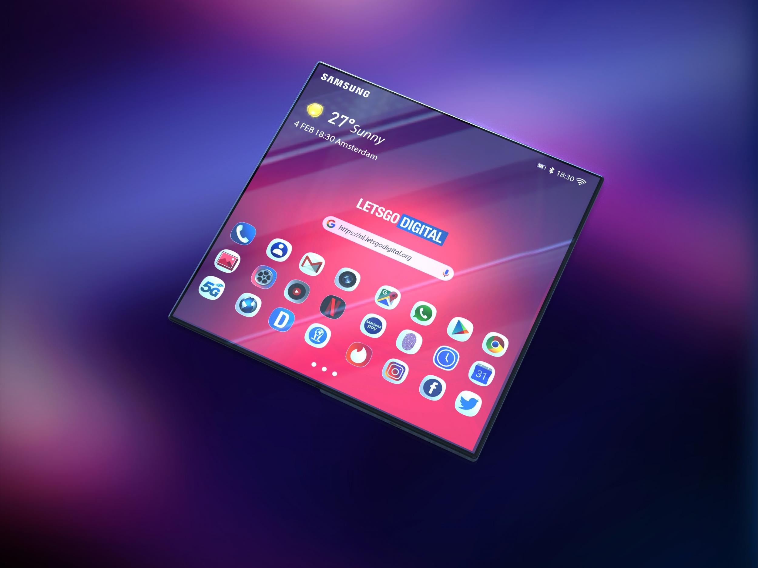 A render of the Samsung Galaxy X foldable phone