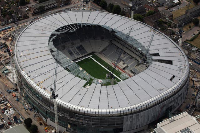 Aerial view as work continues on Tottenham Hotspur's new stadium