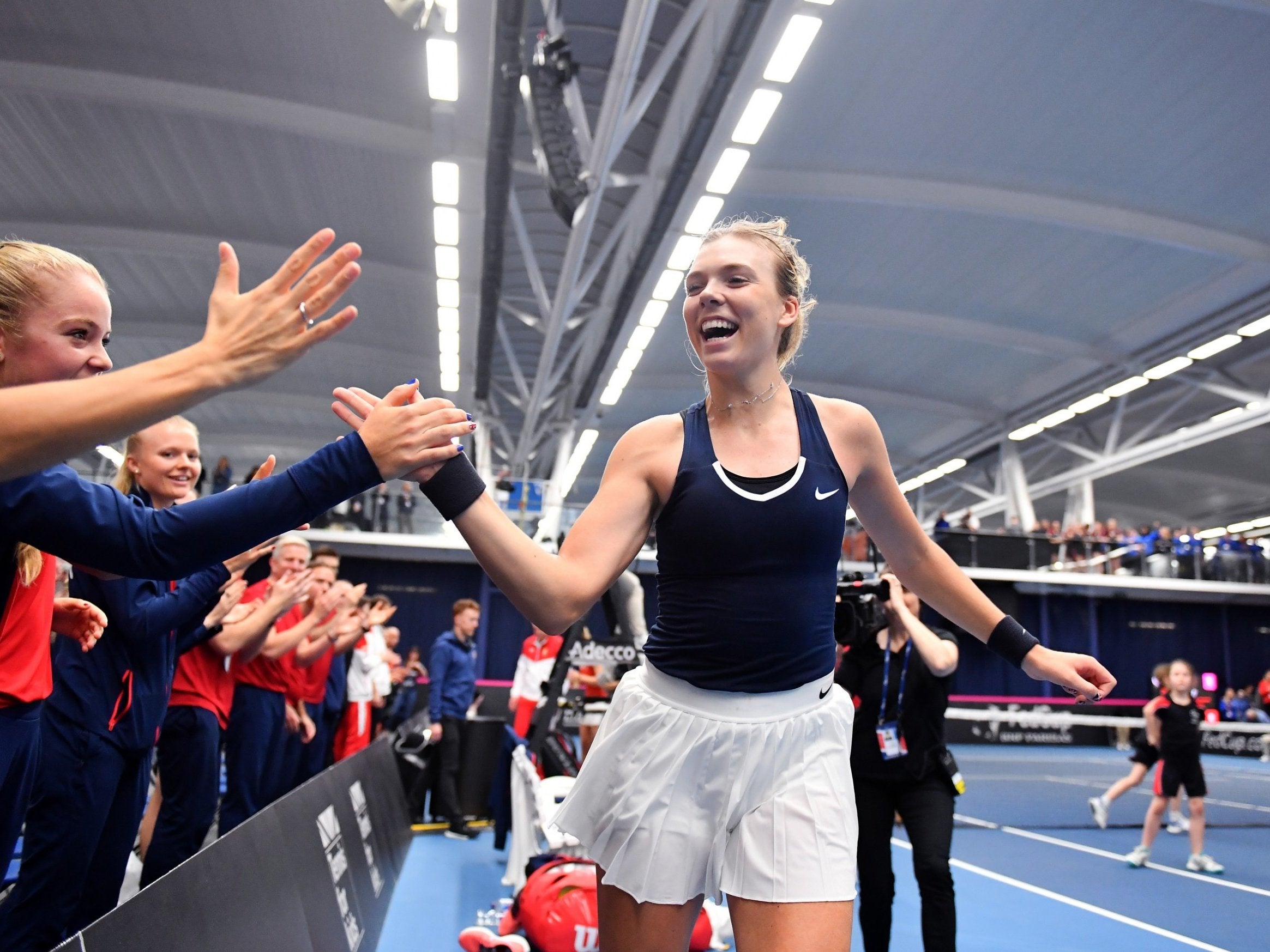 Boulter celebrated as Great Britain continued their Fed Cup run