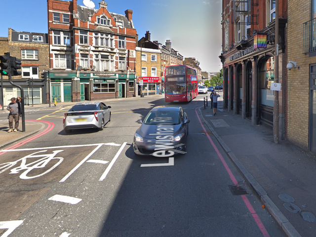 Lewisham Road at the intersection with Blackheath Hill