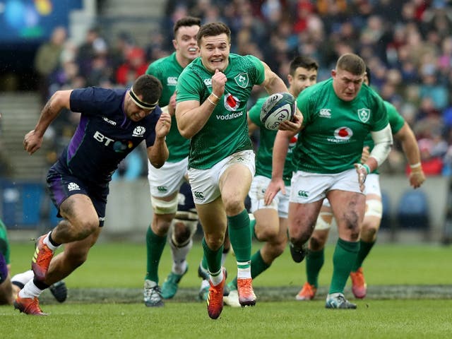 Jacob Stockdale scored one try and set up another in Ireland's 22-13 victory over Scotland