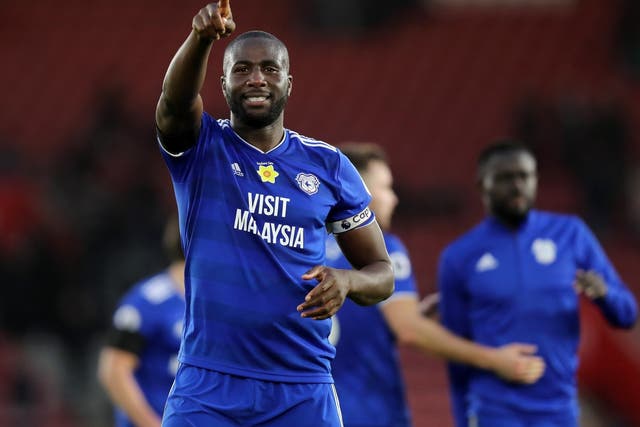 Captain Sol Bamba celebrates at the full-time whistle