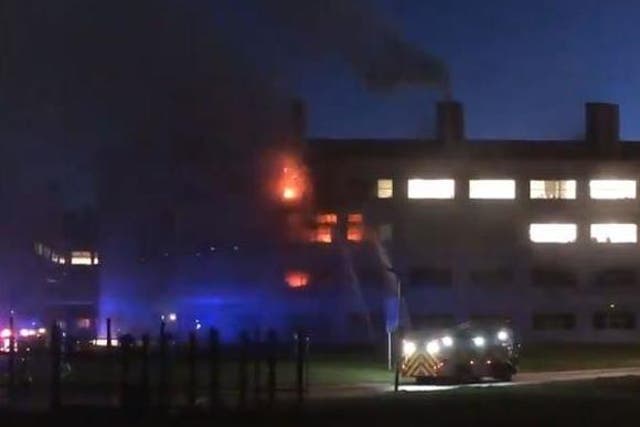 Witnesses filmed firefighters tackling the blaze which started just before 5pm