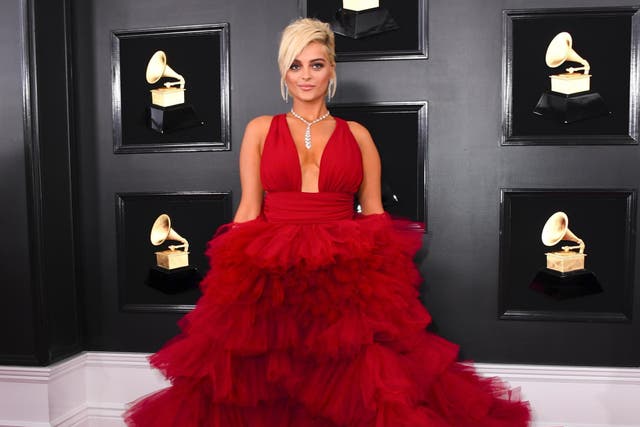 Bebe Rexha attends the Grammy awards 2019.
