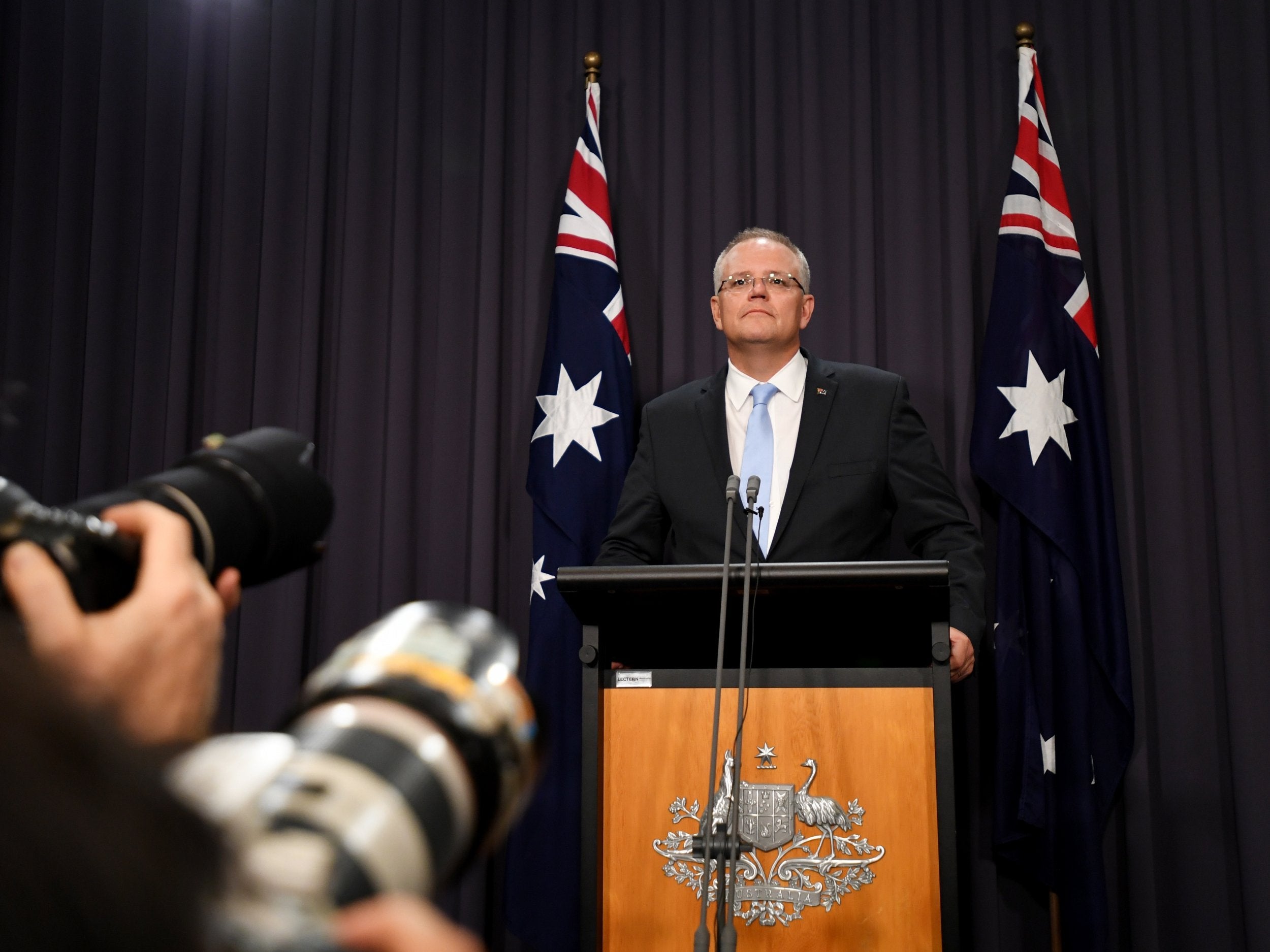 Prime Minister Scott Morrison holds a press conference after the passing of the Medivac Bill in the House of Representatives