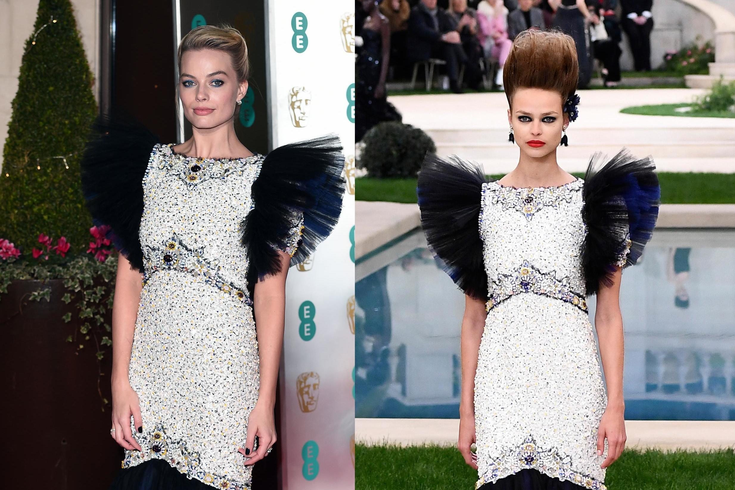 BAFTAs 2020: Margot Robbie's Black Lace Chanel Gown