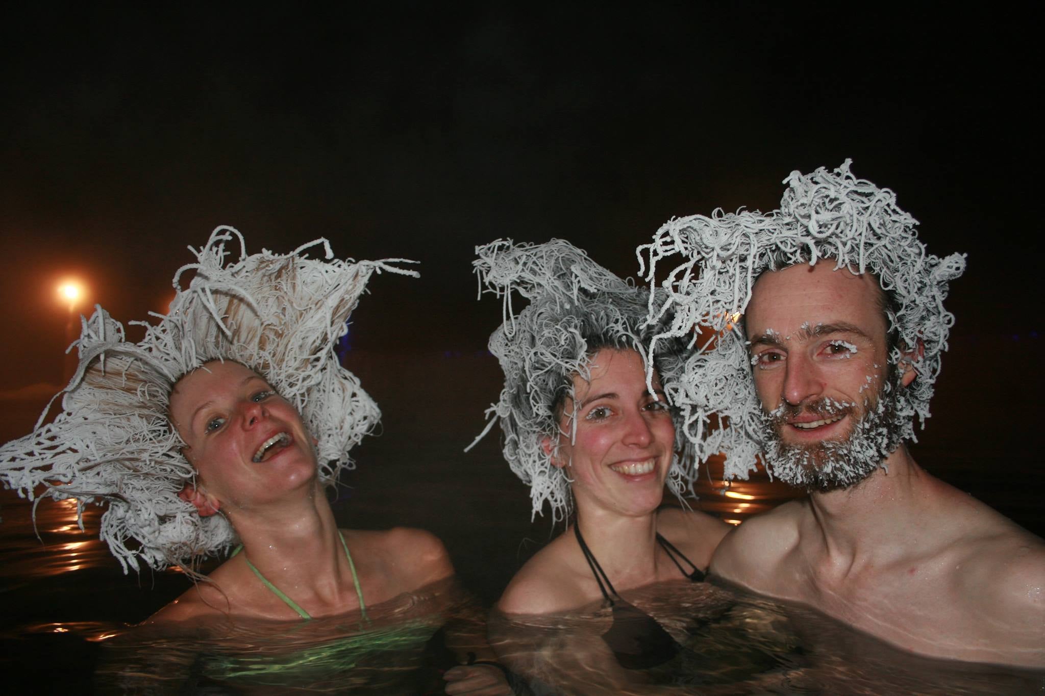 Takhini Hot Pools has an annual hair freezing competition