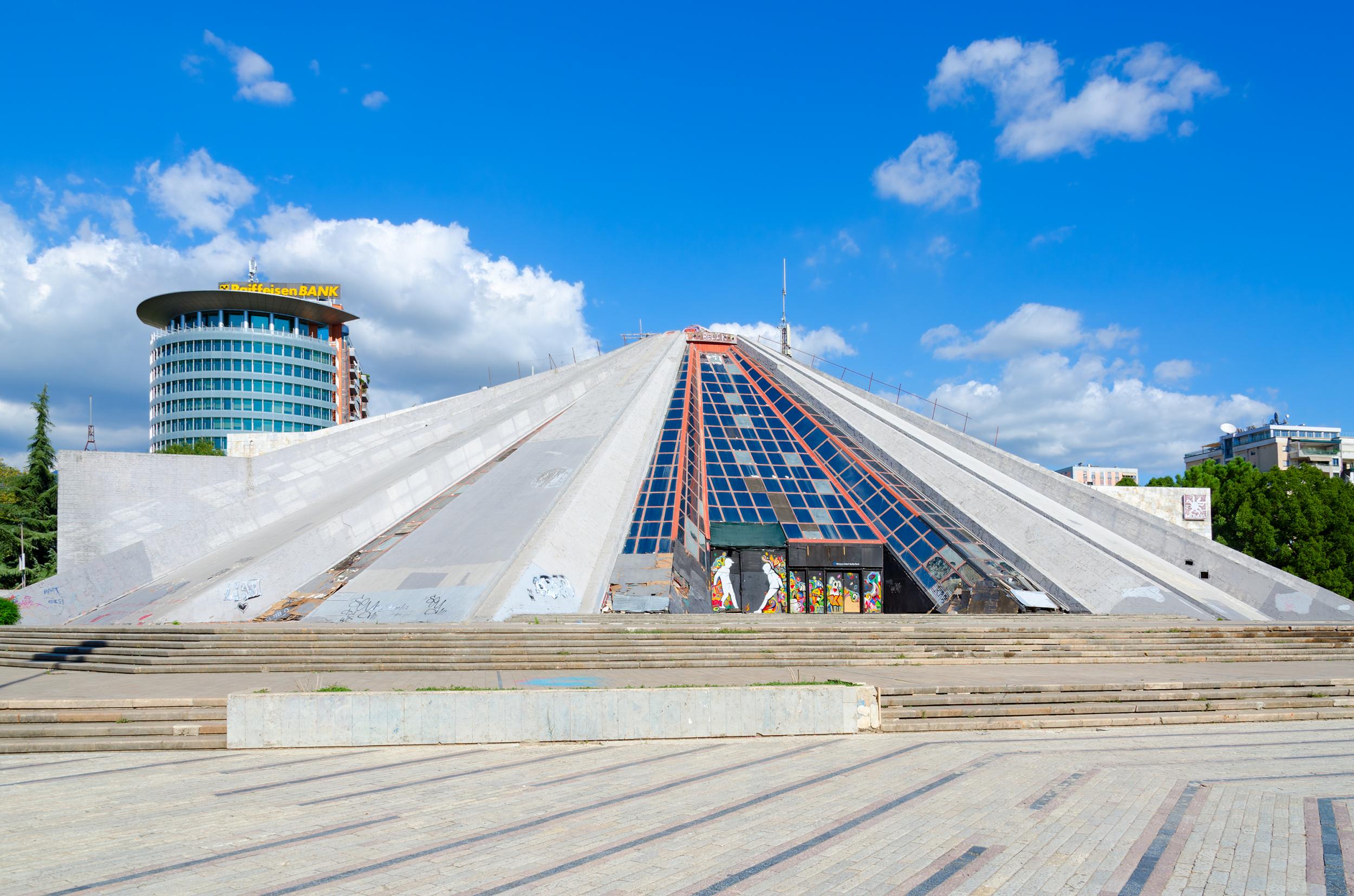 The concrete pyramid is the former museum of the 20th century dictator Hoxha