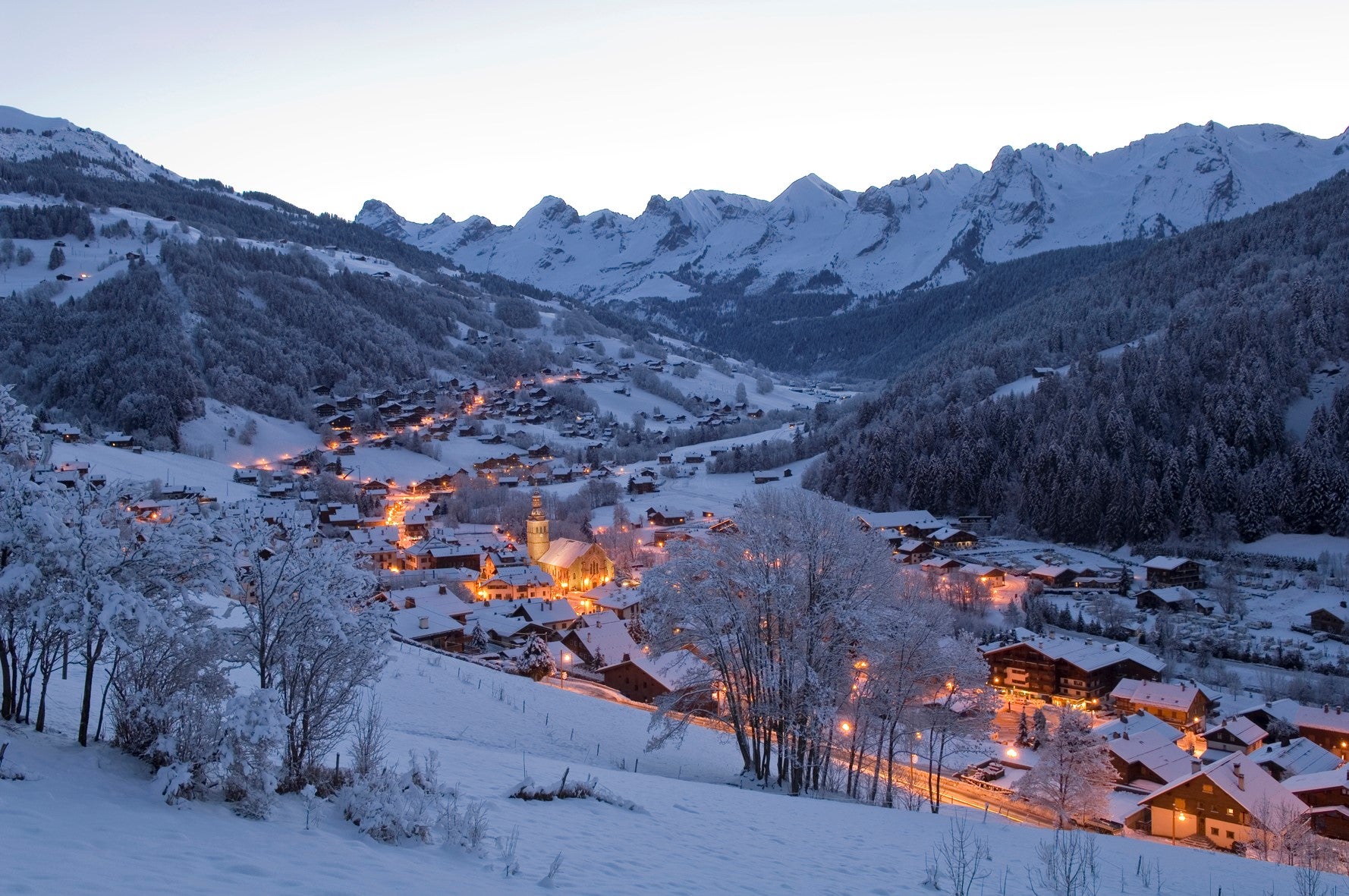 Charming Le Grand Bornand has a covered market, 19th-century church and an ice-skating rink