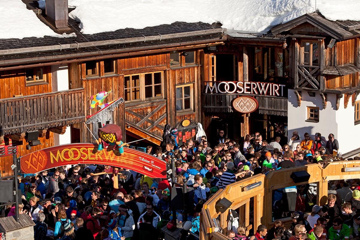 The Mooserwirt bar in vertiginous ski resort St Anton