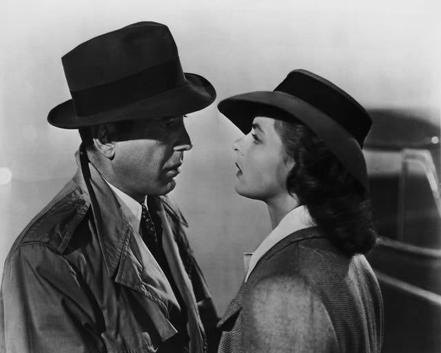 <p>Humphrey Bogart and Ingrid Bergman in ‘Casablanca’ in 1942 </p>