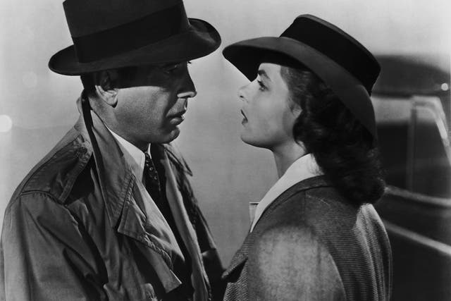 <p>Humphrey Bogart and Ingrid Bergman in ‘Casablanca’ in 1942 </p>
