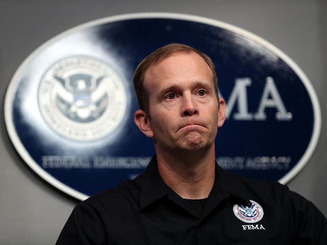 Federal Emergency Management Agency (FEMA) Administrator Brock Long speaks during a briefing on Hurricane Michael at FEMA headquarters on October 12, 2018 in Washington, DC.