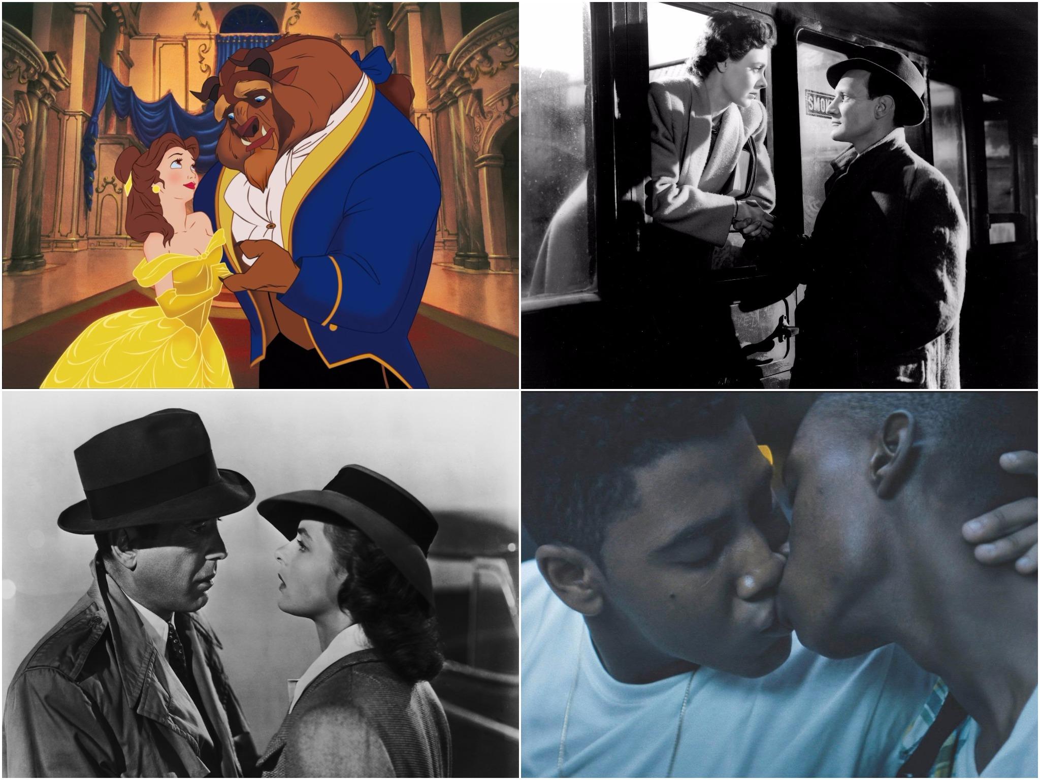 Clockwise from top right: Beauty and the Beast, Brief Encounter, Moonlight and Casablanca