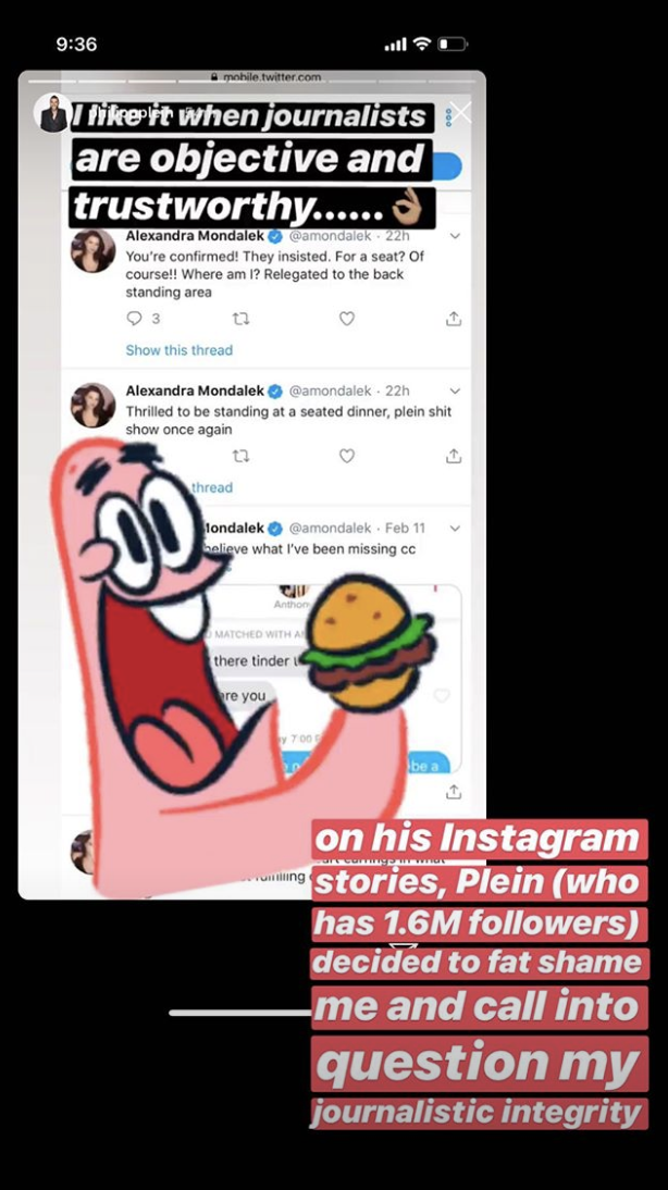 Plein attacked the journalist on Instagram (Instagram)