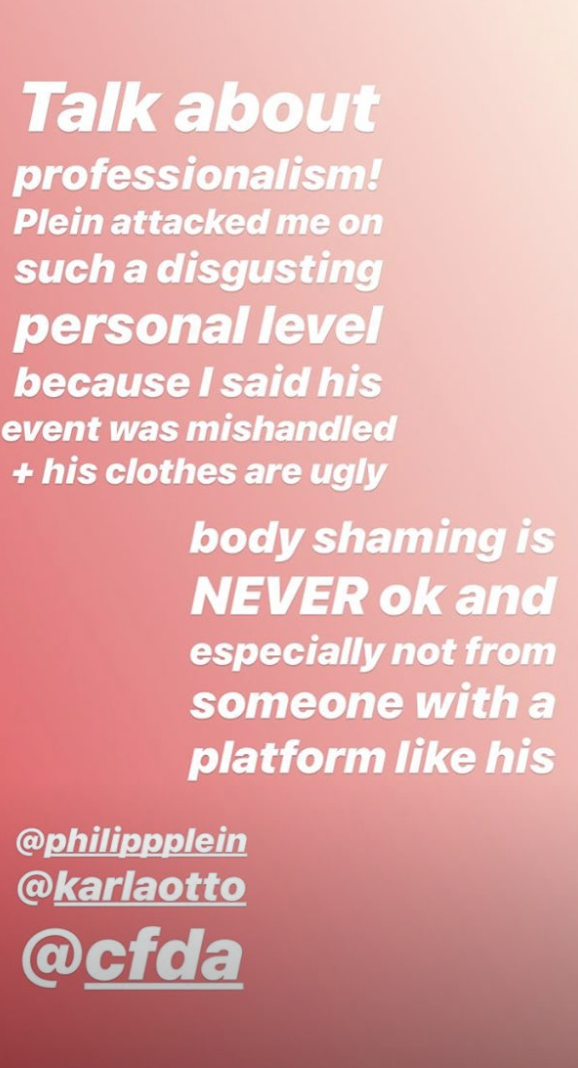 She criticised the designer for his unprofessionalism (Instagram)