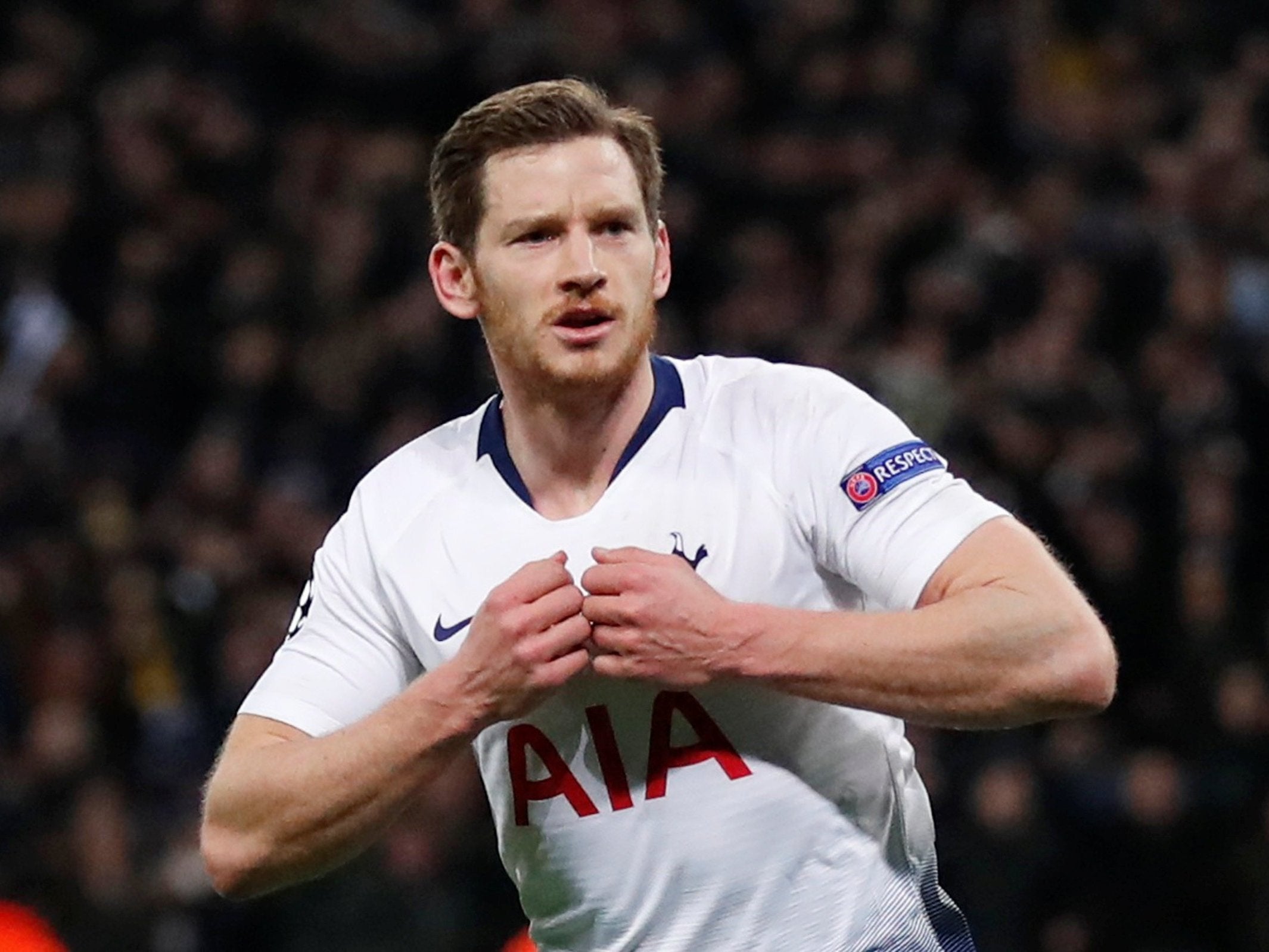 Tottenham's Jan Vertonghen celebrates scoring their second goal