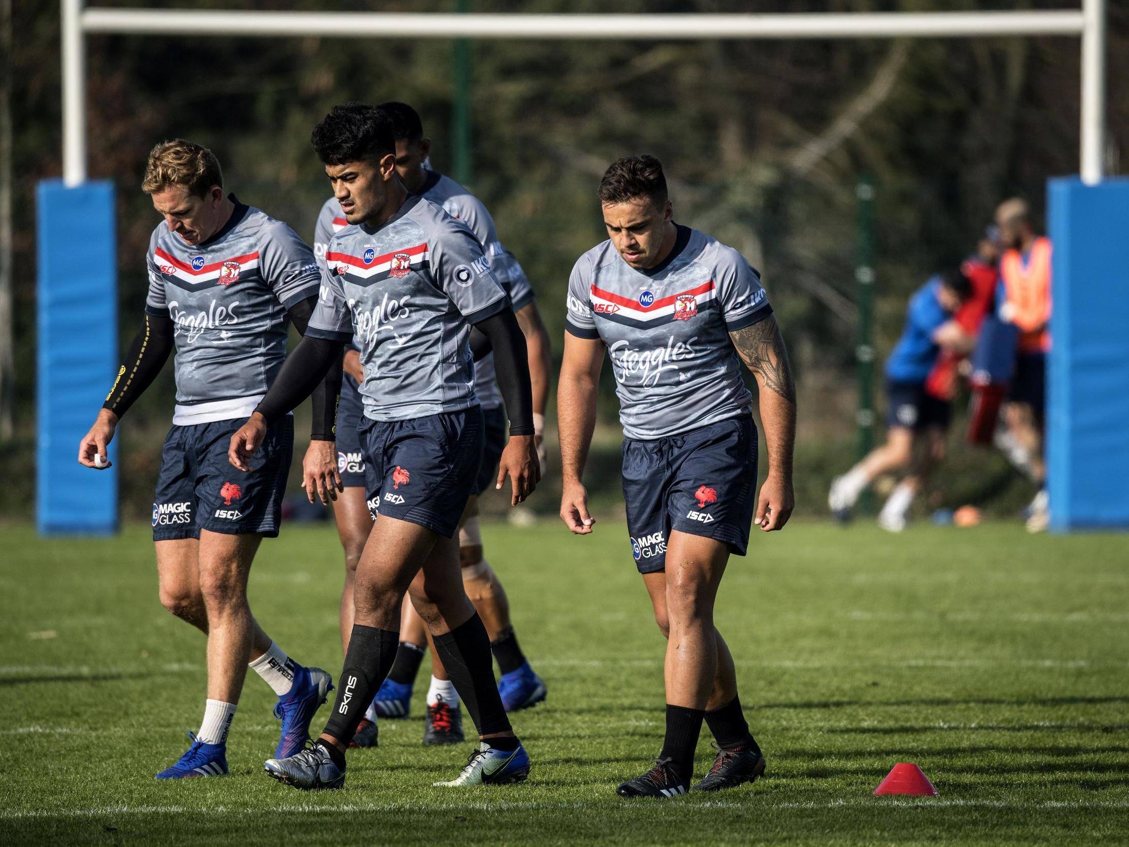 Sydney Roosters in training ahead of their clash with Wigan
