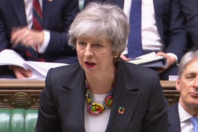 Theresa May making a statement on Brexit in the House of Commons