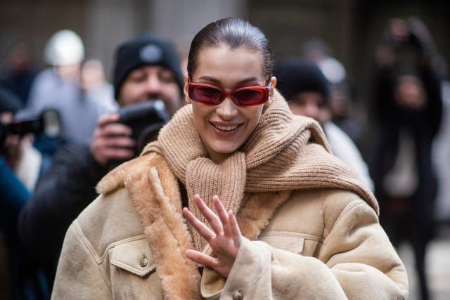 Bella Hadid pictured outside the Michael Kors show