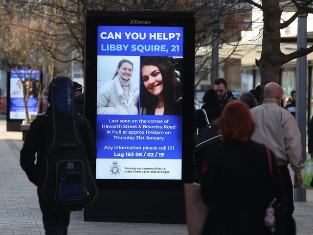 Digital police poster in Hull as the search continues for Libby Squire