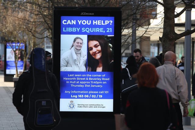 Digital police poster in Hull as the search continues for Libby Squire
