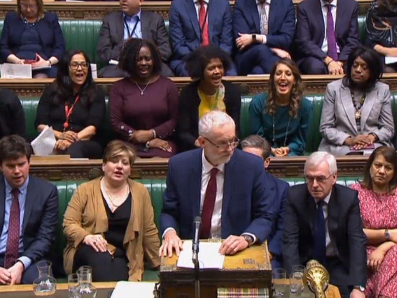 Jeremy Corbyn struggled to modify his attack on the prime minister to reflect the sudden fact that she was not there