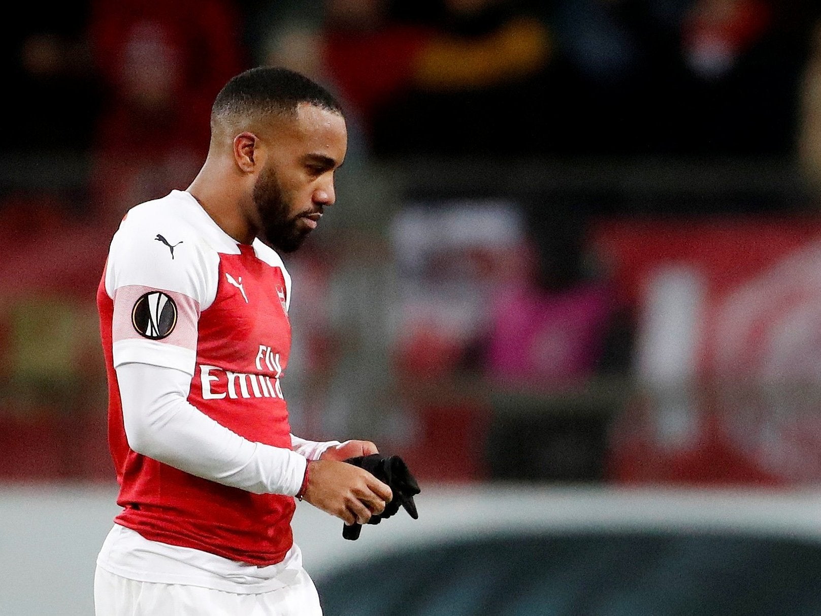 Alexandre Lacazette was sent off for a wild swing of the elbow