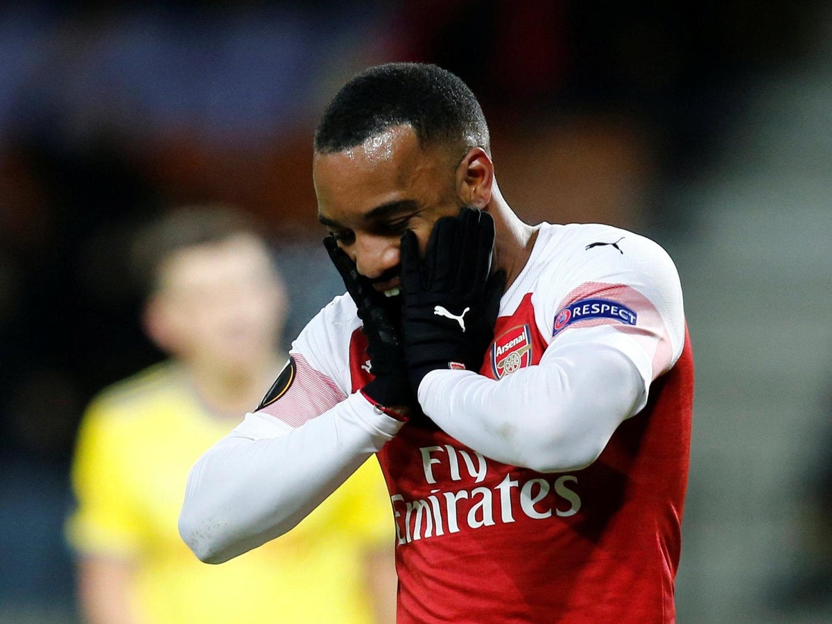 Alexandre Lacazette sends powerful message to Slavia Prague before Arsenal  striker scores twice in Europa League victory to send Gunners into  semi-finals