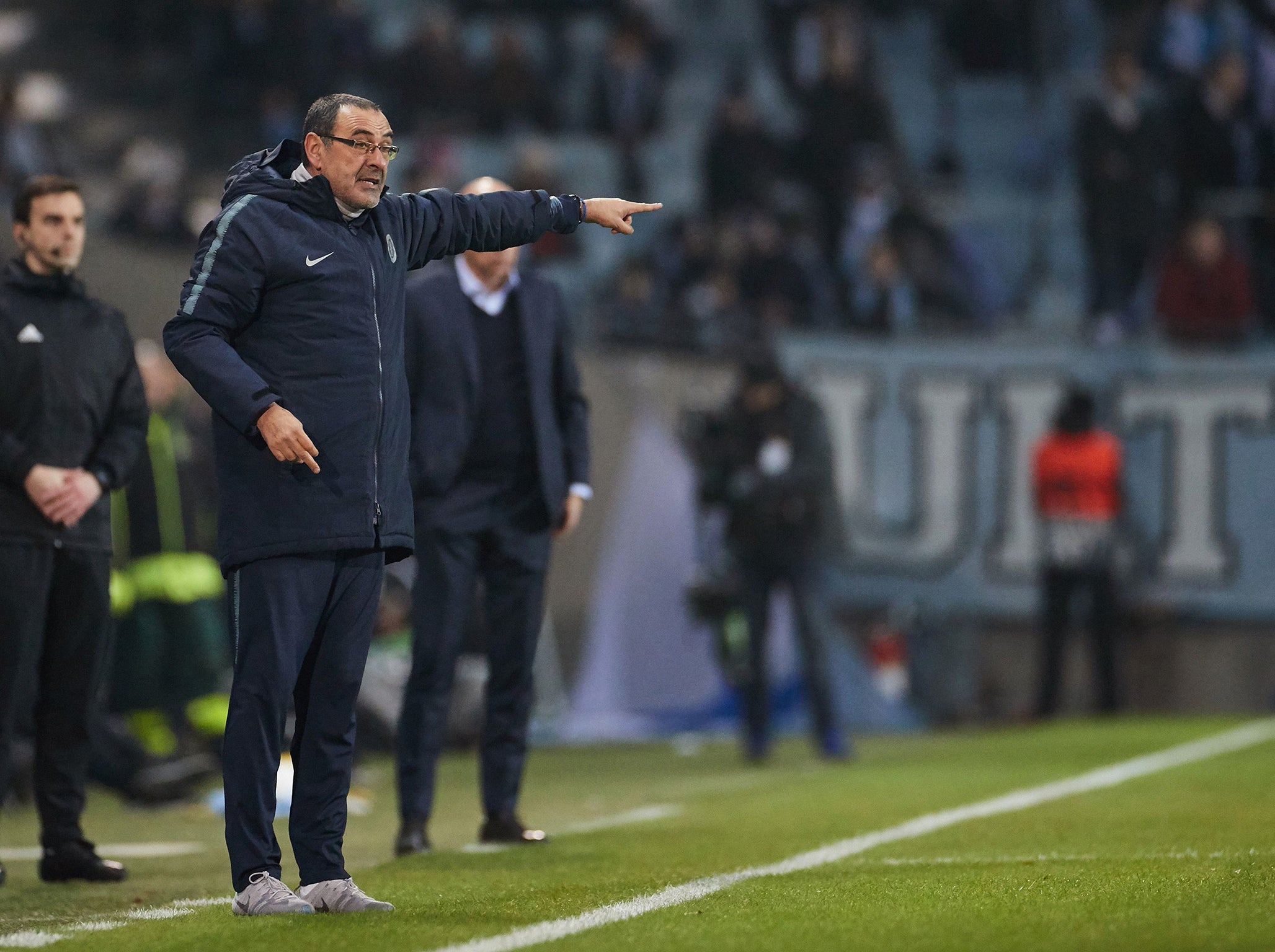 Maurizio Sarri gestures from the sidelines