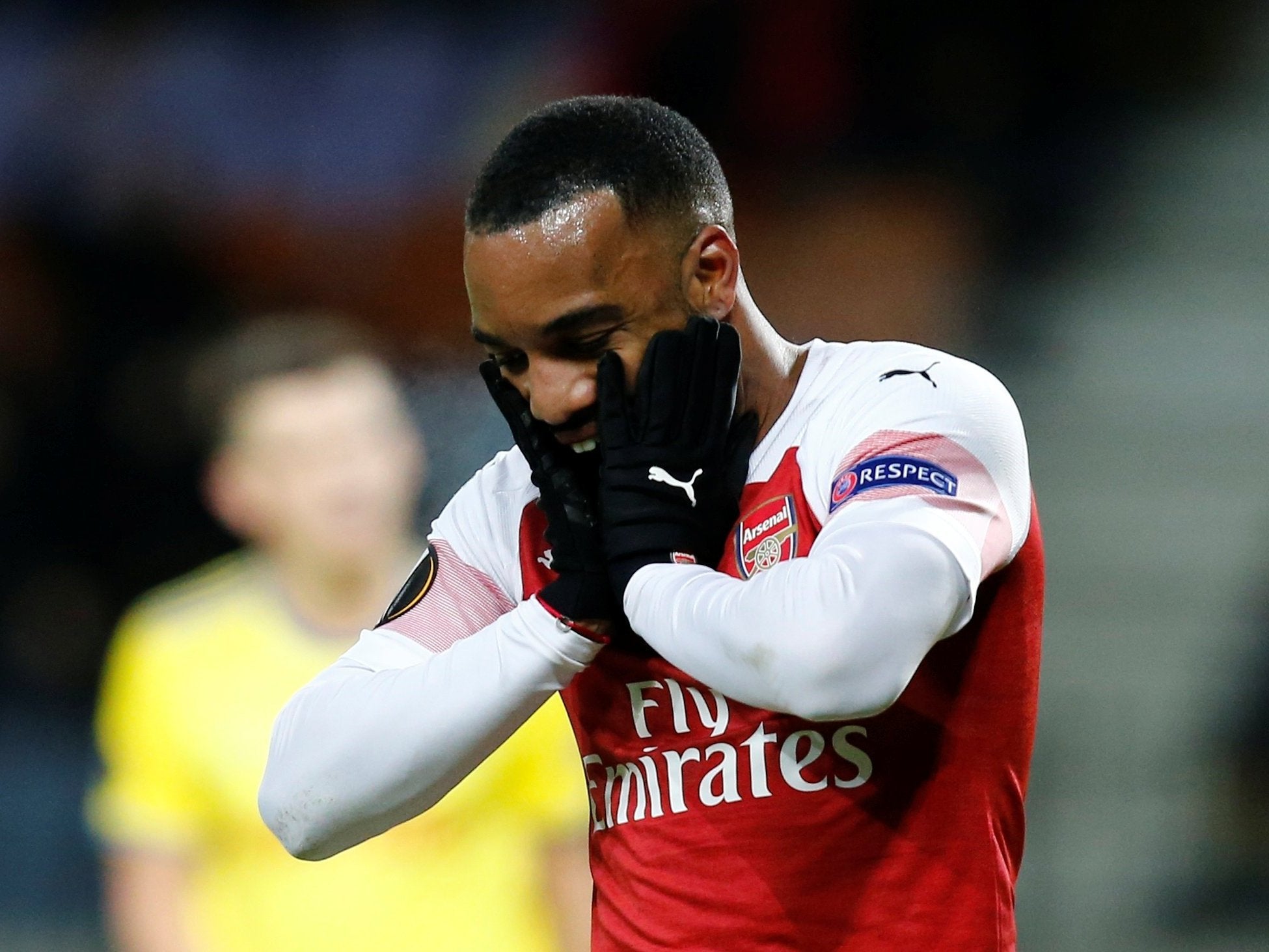 Alexandre Lacazette was shown a red card during Arsenal’s 1-0 defeat by BATE Borisov