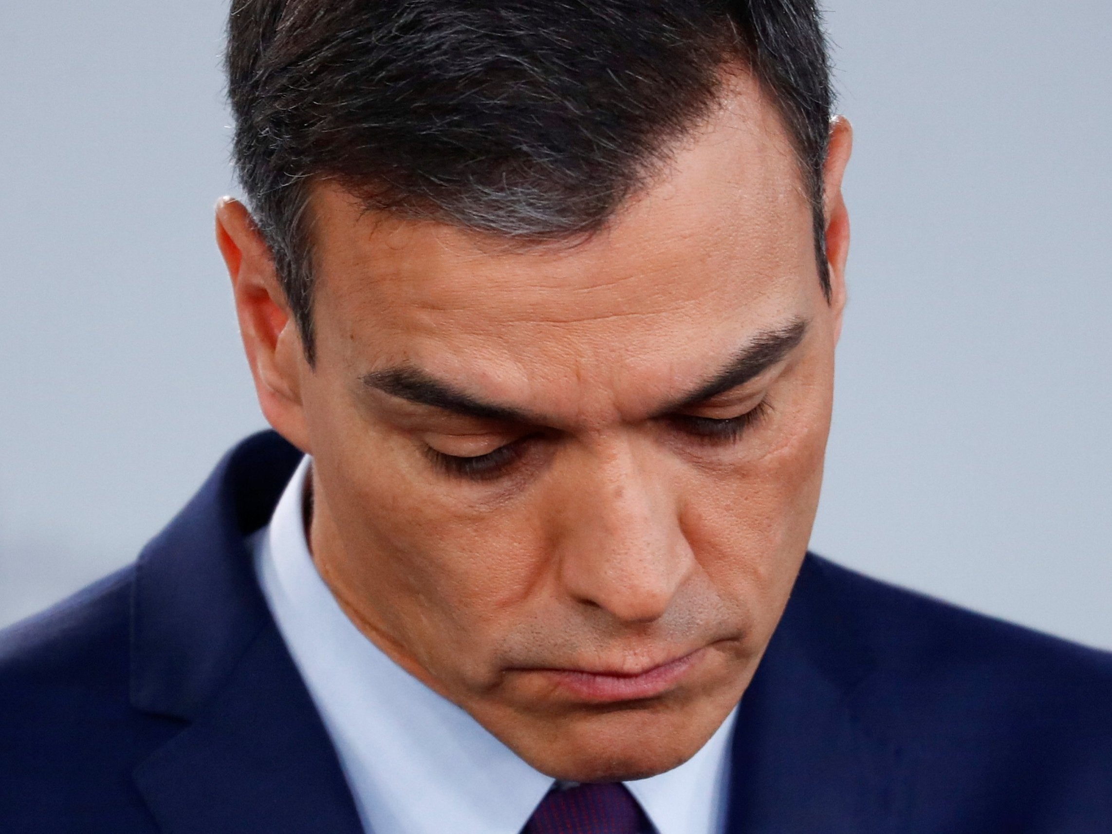 Spain's Prime Minister Pedro Sanchez during Friday's news conference