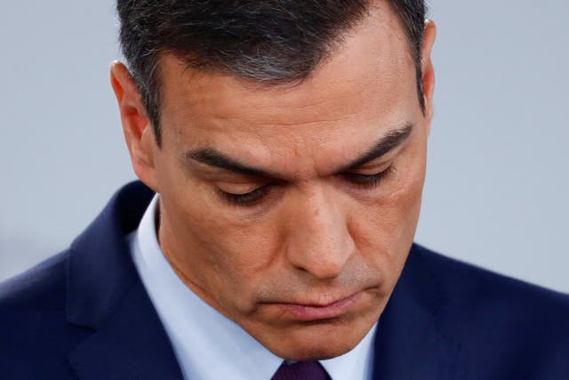 Spain's Prime Minister Pedro Sanchez during Friday's news conference