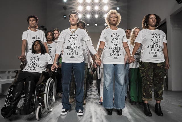 Activists took to the runway to campaign for justice