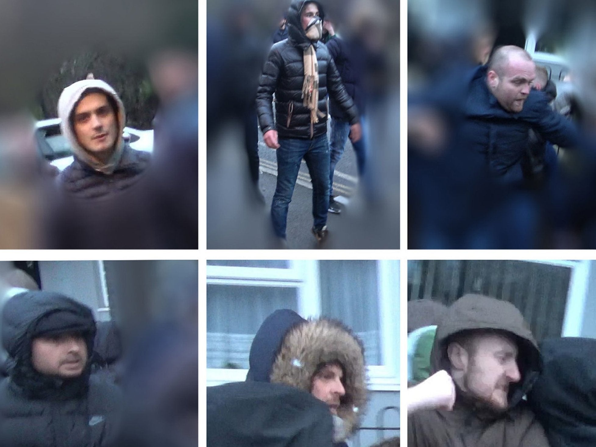 Six of the men police would like to identify
