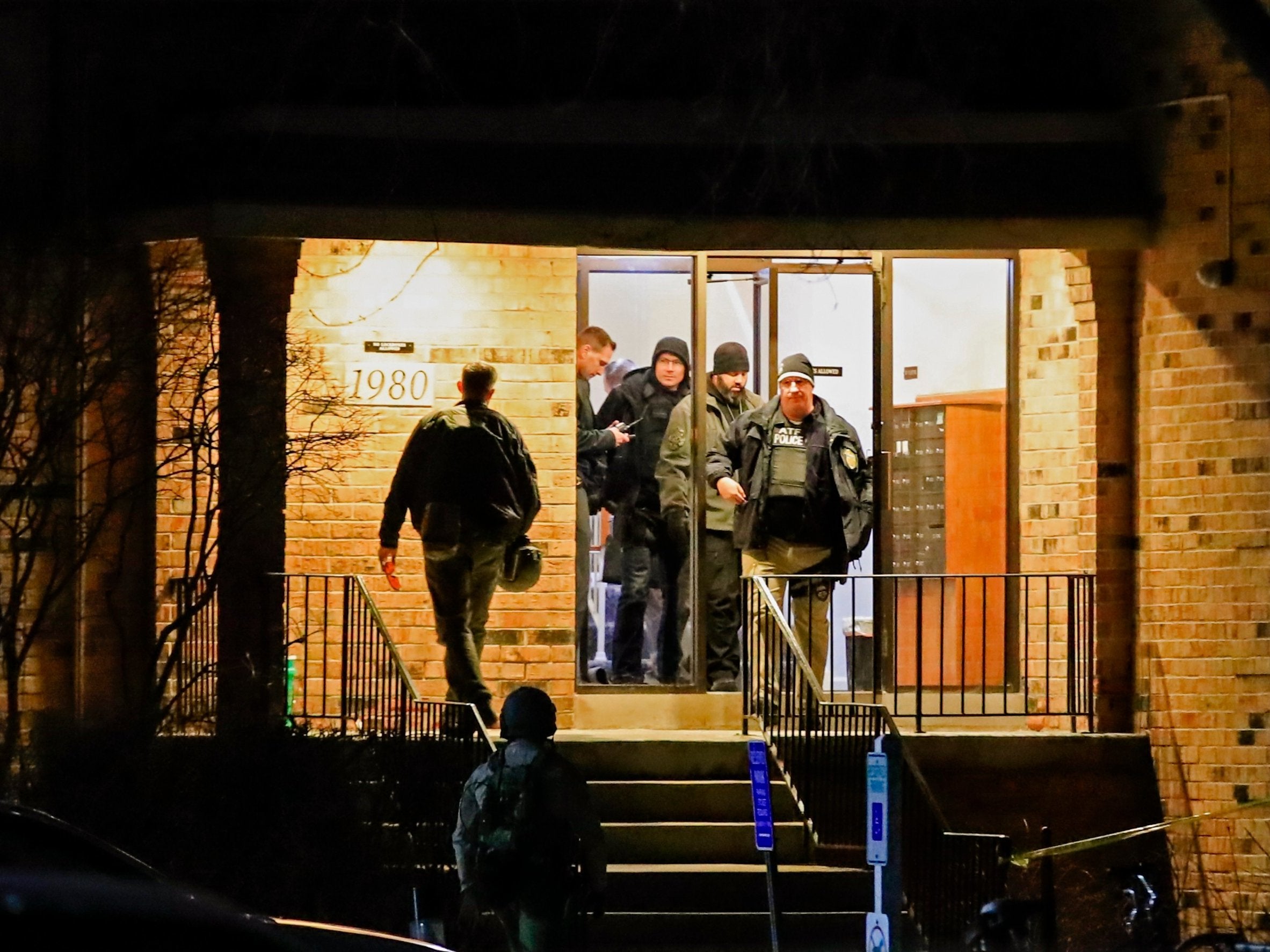 Police search the flat of Gary Martin, who is believed to be responsible for a mass shooting at the Henry Pratt Company, in Aurora, Illinois, USA, which killed five people and left five police officers injured on 15 February, 2019.