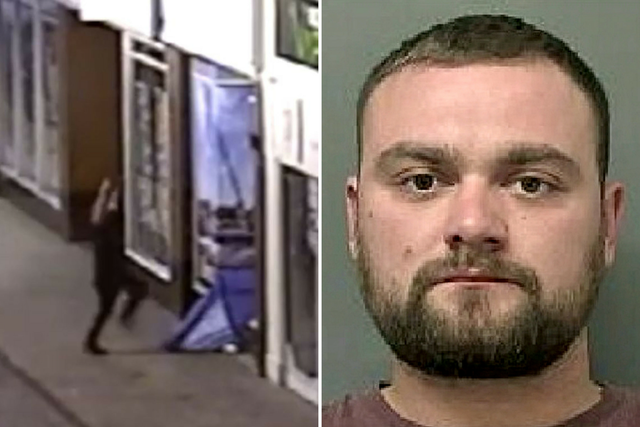 Jamie Nickell (pictured) of Addison Drive, Lincoln, was jailed for four months after jumping onto a tent with two homeless men sleeping inside in Hull city centre, East Yorkshire, on 30 November 2018.