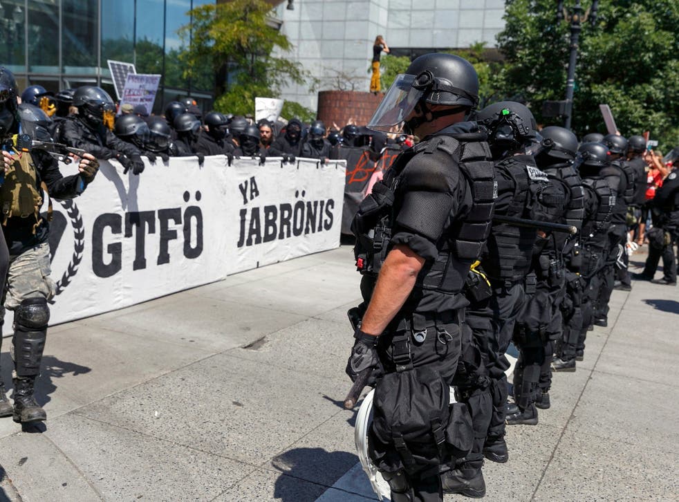 Members of Patriot Prayer have routinely clashed with protesters in the Oregon city 