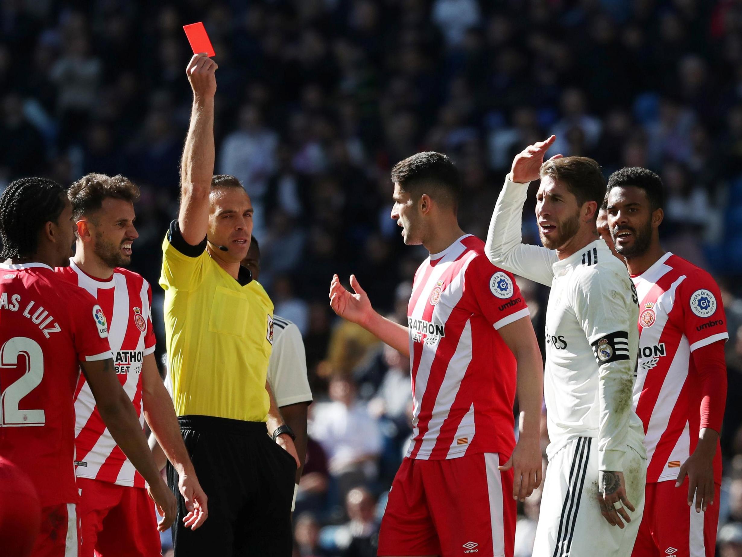 Sergio Ramos is sent off for Real Madrid