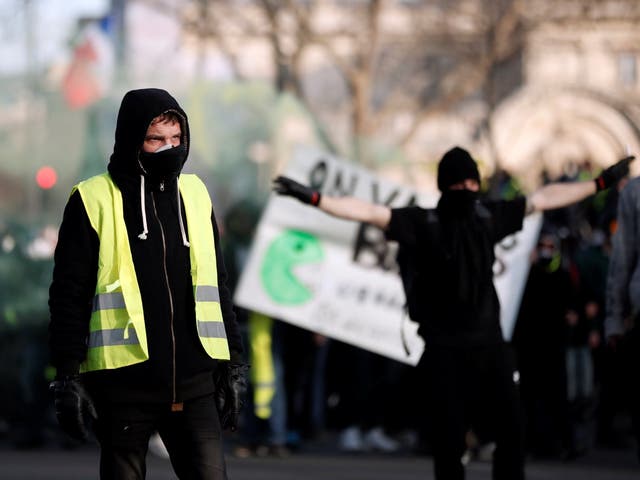 Protesters clashed with French riot police on Saturday